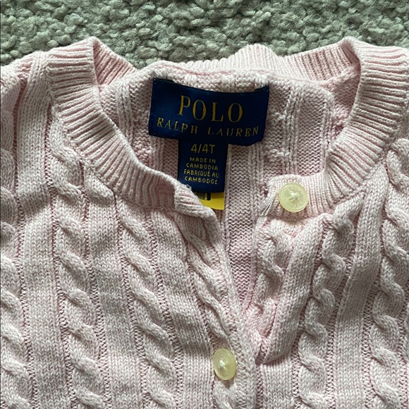 Polo by Ralph Lauren Light Pink Cable Knit Cardigan - Picture 2 of 3